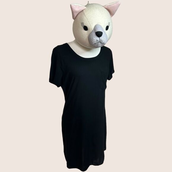 🖤 MEDIUM MERIDIAN LINE BLACK POCKET T-SHIRT TUNIC SHORT SLEEVE HI LO - Picture 1 of 8